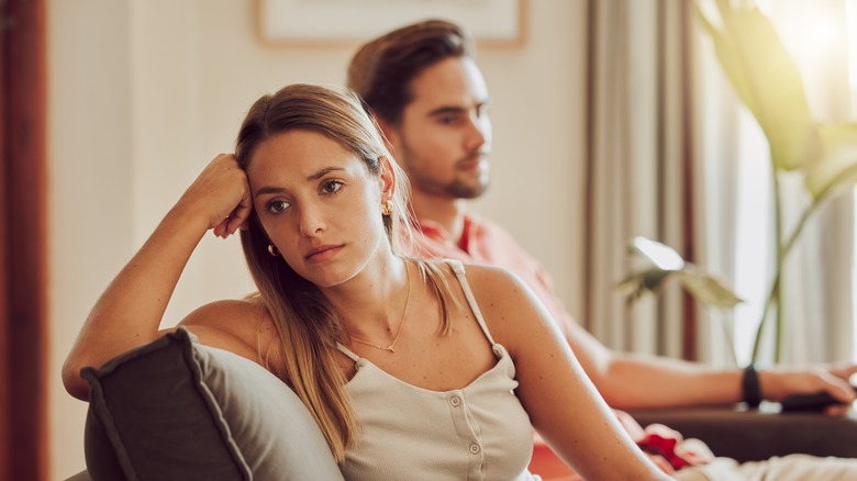 Woman worried after an argument