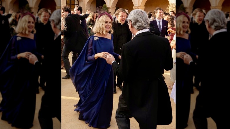mature guest dancing at a wedding