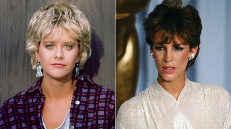 A side-by-side of Meg Ryan and Jamie Lee Curtis in the 1980s