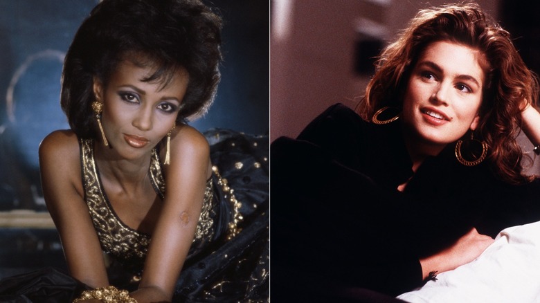 A side-by-side of Iman and Cindy Crawford in the 1980s