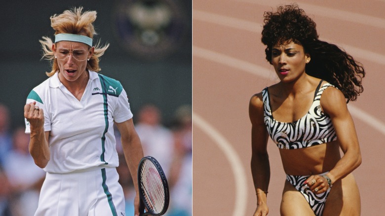 A side-by-side of Martina Navratilova and Florence Griffith Joyner in the 1980s