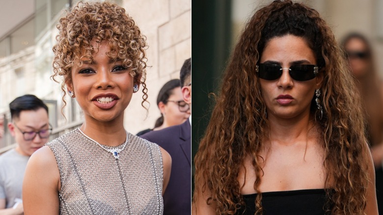 Two women with brunette curly updos