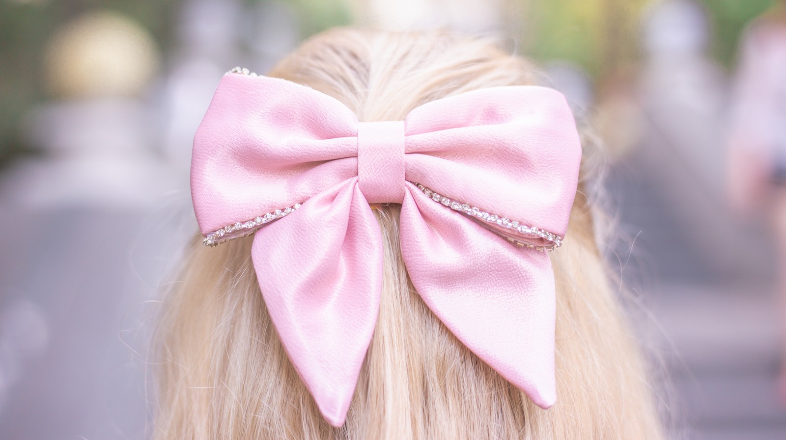 Soft Blush Ribbon Scrunchie Hair Bow - Ponytail Holder