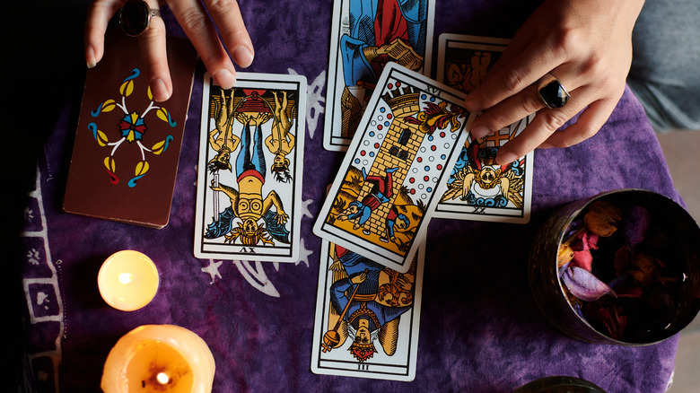 tarot cards spread out