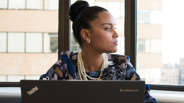 office woman with a laptop