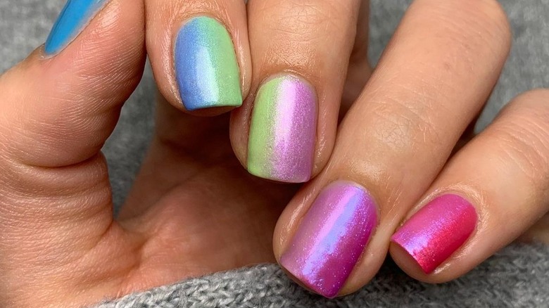 Gradient rainbow manicure