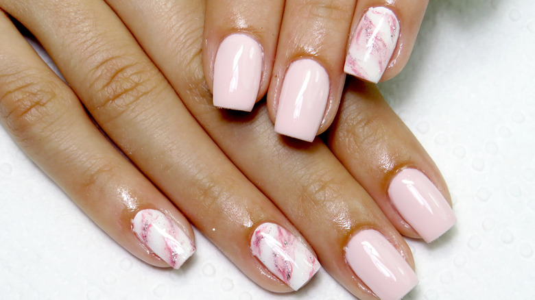 Pale pink manicure