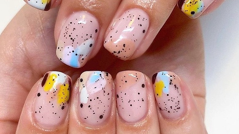 Paint splatter nail art