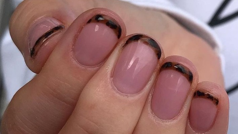 French manicure with tortoiseshell tips