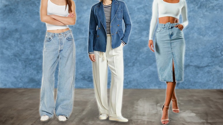 three models wearing denim