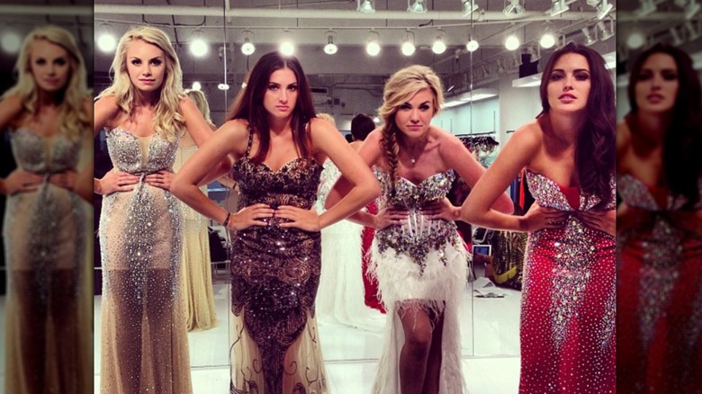 Erika Kirk and other pageant contestants try on dresses side by side