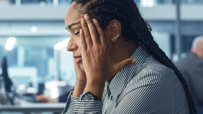 woman stressed at work