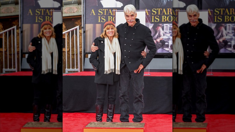 Katharine Ross and Sam Elliott attend Sam Elliott's hand and footprint ceremony at TCL Chinese Theatre on January 07, 2019 in Hollywood, California
