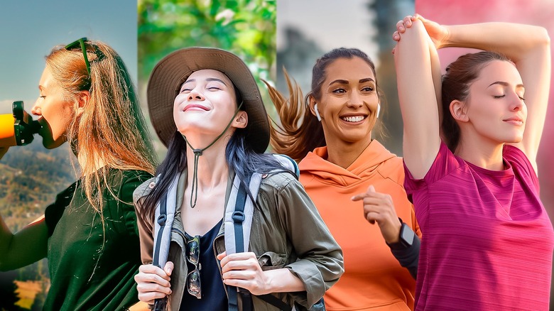 Women exercising outdoors