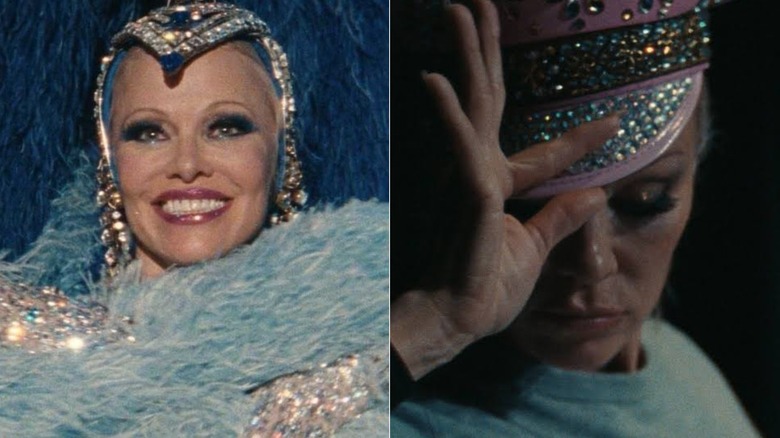 Pamela Anderson in "The Last Showgirl" wearing bedazzled outfits