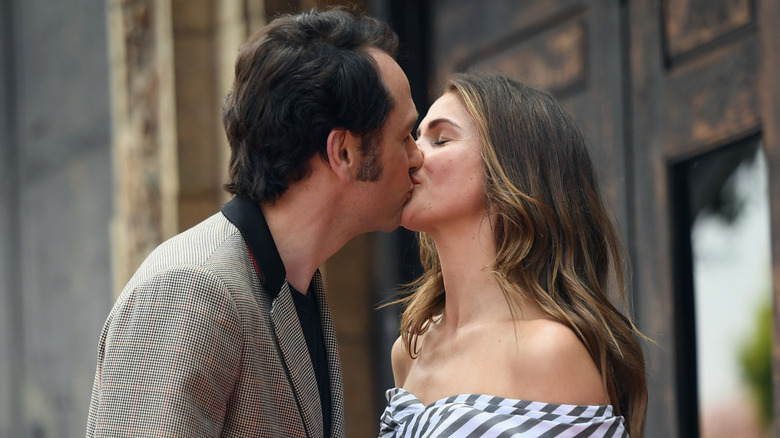 Matthew Rhys and Keri Russell kiss while attending a Hollywood Walk of Fame ceremony