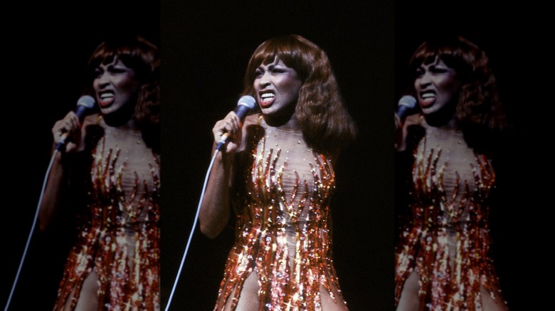Tina Turner wearing a Bob Mackie flame-inspired dress in 1978