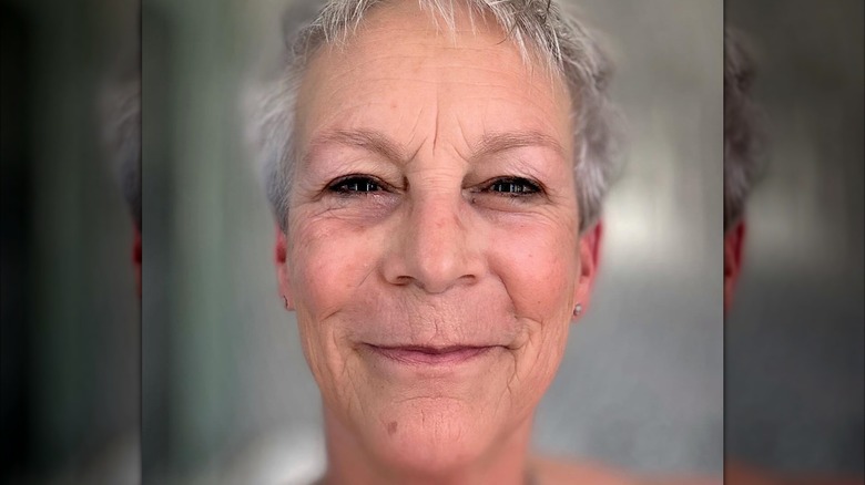 Jamie Lee Curtis smiling in a close-up selfie.