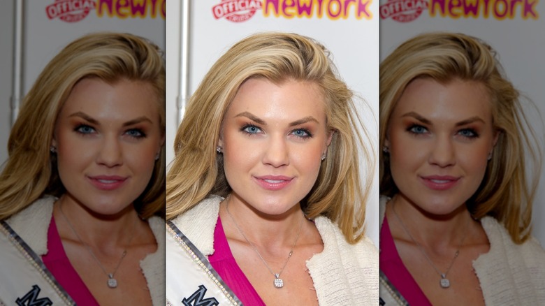 A young Erika Kirk on a red carpet after winning Miss Arizona 2012