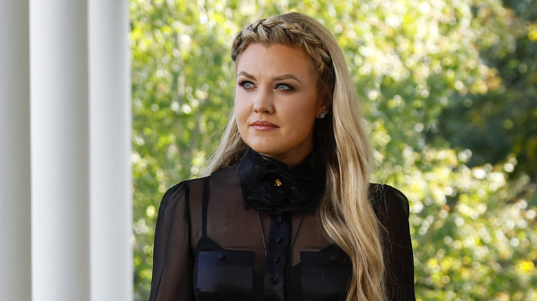 Erika Kirk wearing a black dress at a White House event honoring Charlie Kirk