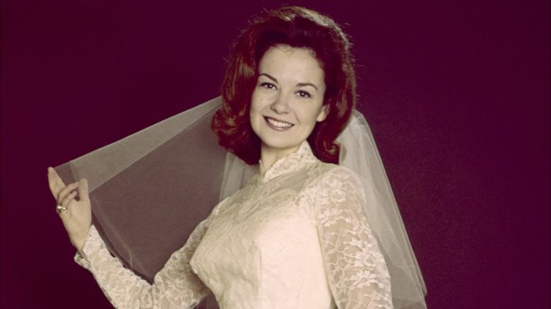 Shelley Fabares poses in a wedding gown for a 1965 portrait.