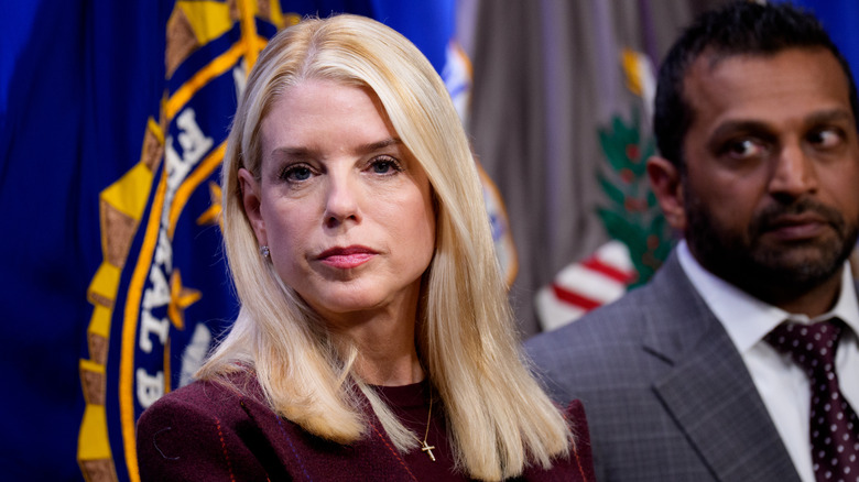Attorney General Pam Bondi at a press conference