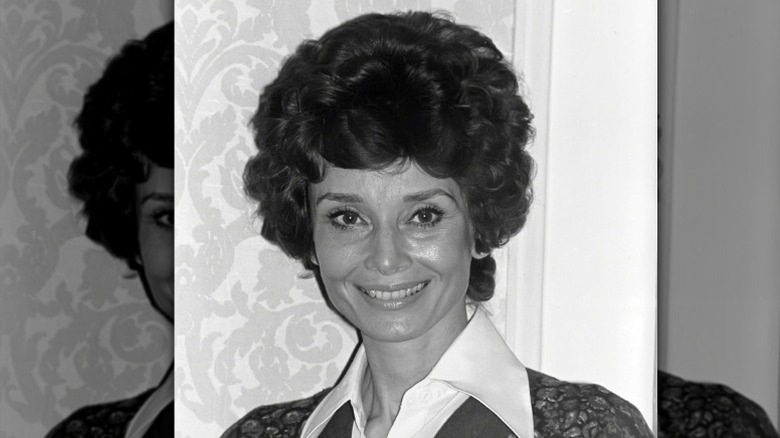 Audrey Hepburn with a voluminous perm in the 1970s