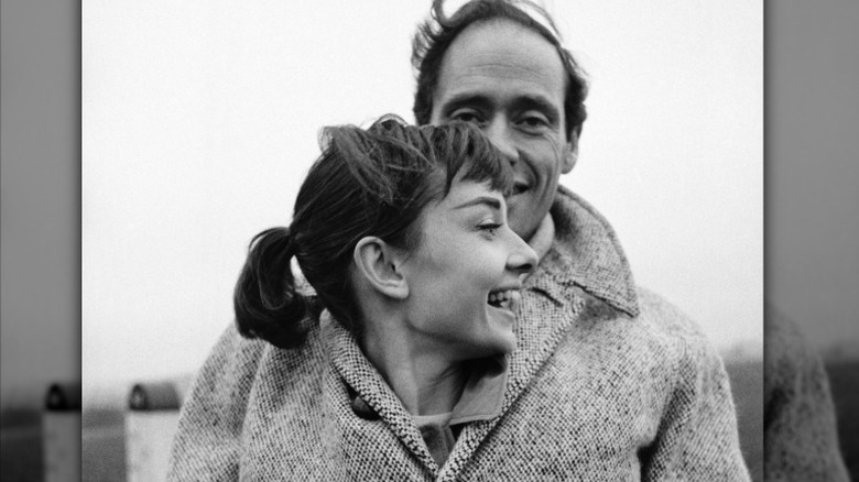 Audrey Hepburn cozies up with husband Mel Ferrer in 1956