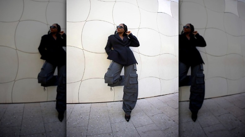 woman wearing cargo pants