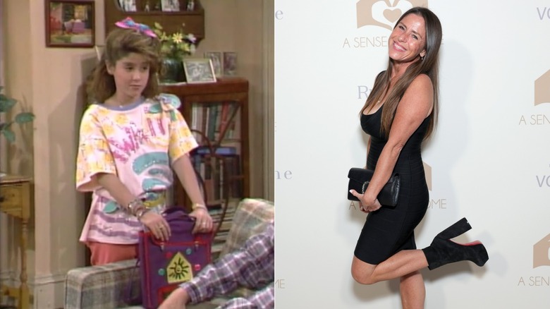 Soleil Moon Frye as Punky Brewster on the left and at an event in 2025 wearing a black dress with platform boots on the right.