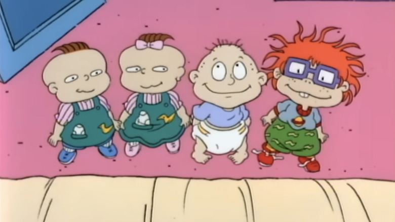 A scene from Nickelodeon's "Rugrats" featuring the four main babies.