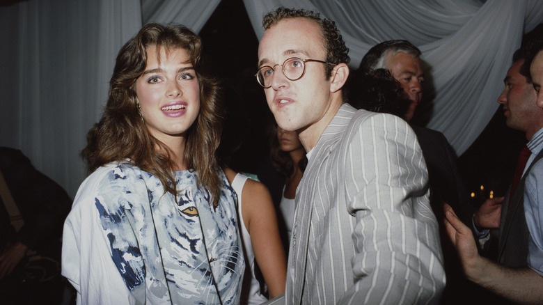 Brooke Shields and artist Keith Haring at the Palladium nightclub in New York City 1987