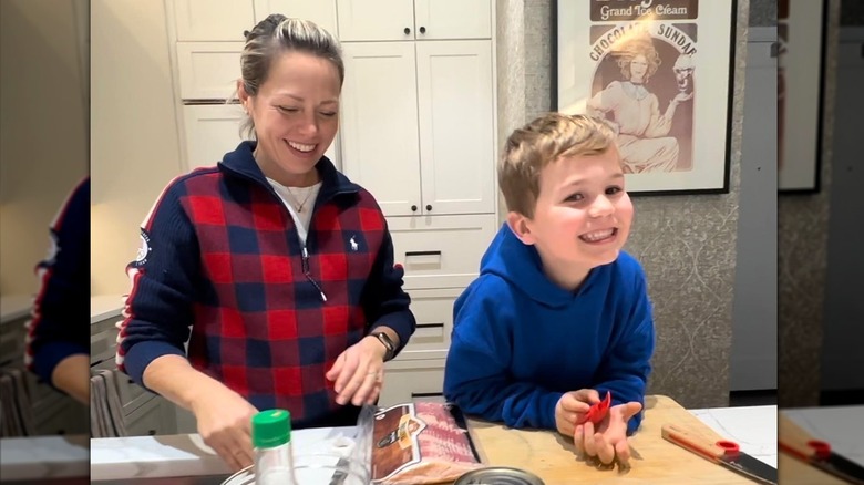 Dylan Dreyer cooking with her son Calvin