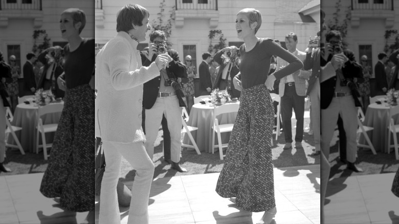 Twiggy dancing with Sonny Bono at a party on May 15, 1967