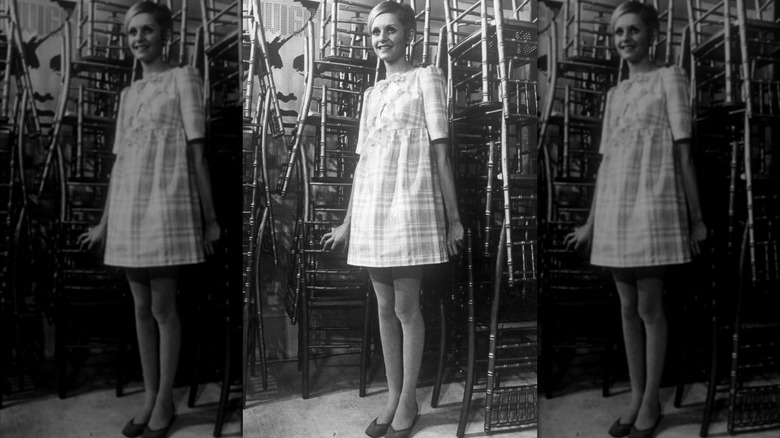 Twiggy in london february 1967 showing off one of her Twiggy label clothes