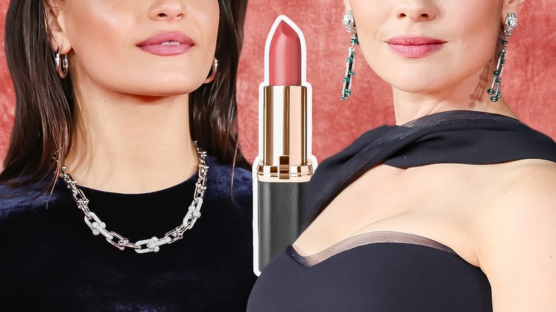 Two women wearing mauve lipstick