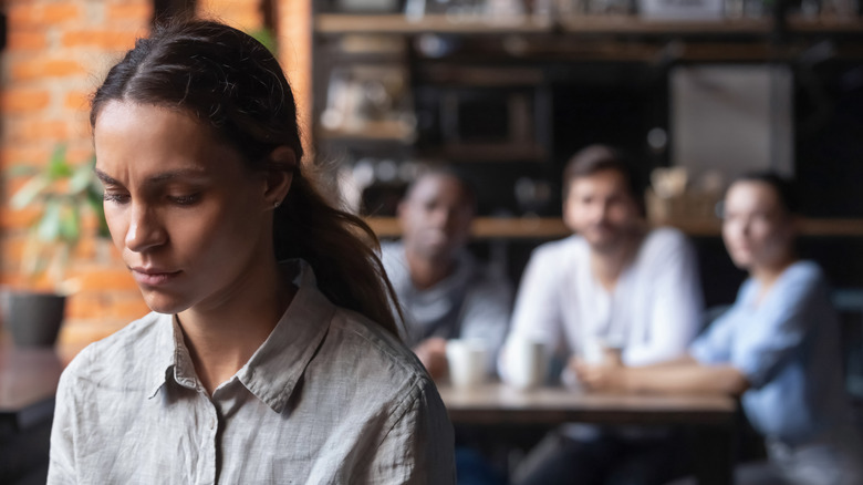 Woman experiencing anxiety when out