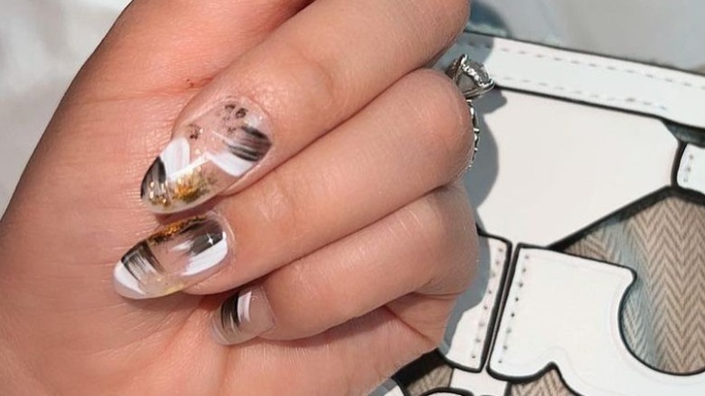 Lana Condor's abstract manicure