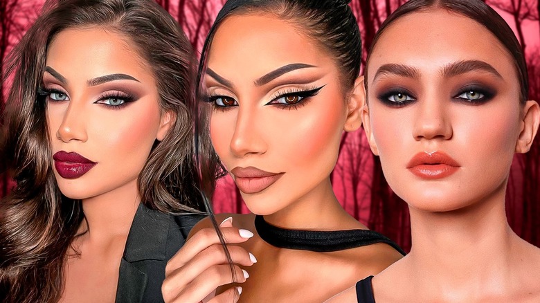 Three women wearing villain makeup