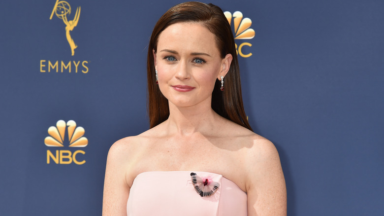 Alexis Bledel poses at the Emmy Awards
