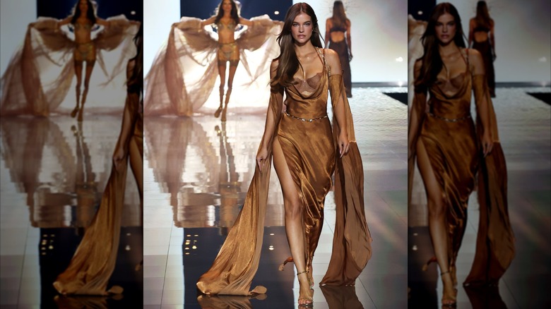 Barbara Palvin walks the runway for the 2025 Victoria's Secret Fashion Show in New York City in October 2025