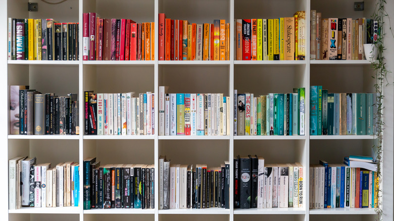 Bookshelf with colorful books