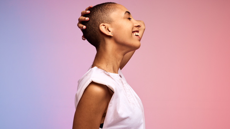 Woman with buzz cut