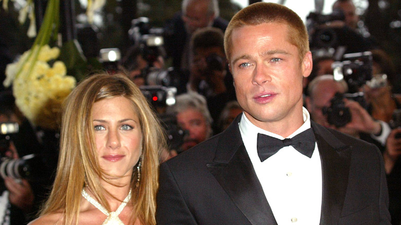 Jennifer Aniston and Brad Pitt with blond hair