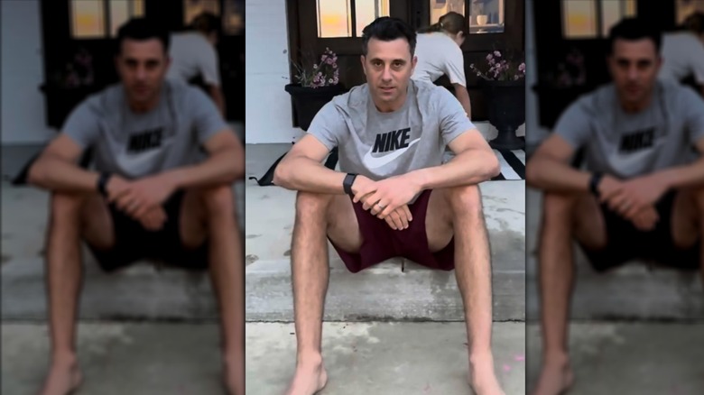 Steve Lepore sitting in a shorts and tee