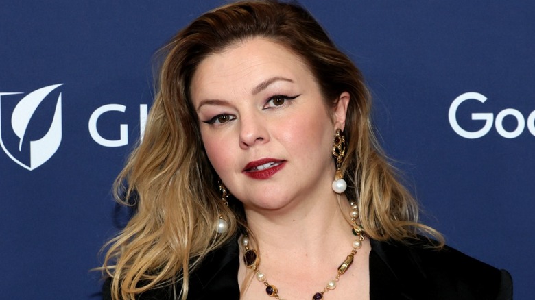 Amber Tamblyn poses on the red carpet