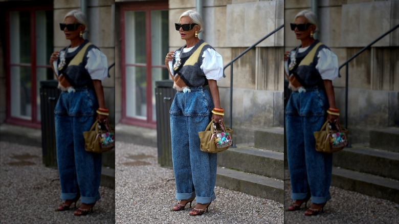 Fashion influencer Grace Gengham wears peplum jeans