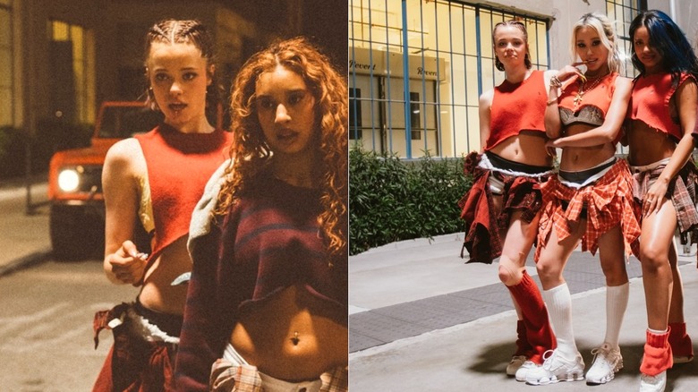 Split image of Shiloh Jolie in the music video for K-pop star Dayoung's "What's a Girl to Do."