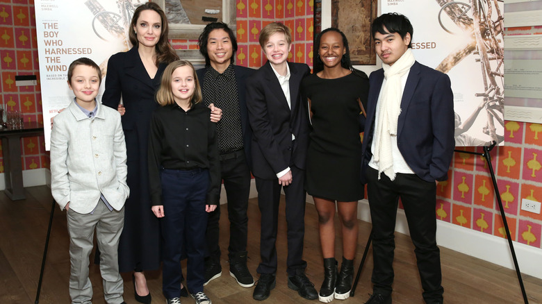 Angelina Jolie and her children at a special screening of The Boy Who Harnessed the Wind