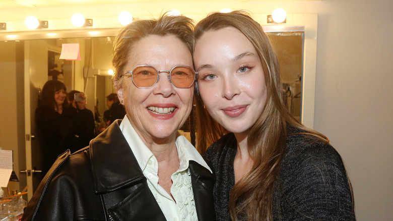 Annette Bening and daughter Ella Beatty pose backstage at the hit play 